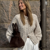 Tom Chalk Cable Knit Cardigan
