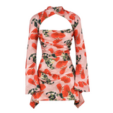 Toira Rose Print Draped Corset Dress