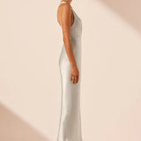 La Lune Plunged Cross Back Midi Dress