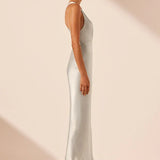 La Lune Plunged Cross Back Midi Dress