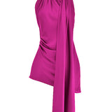 Aida Asymmetric Wrap Neck Dress