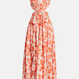 Cassini Flutter Sleeve Cut Out Ruffle Lace Back Maxi Dress