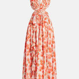 Cassini Flutter Sleeve Cut Out Ruffle Lace Back Maxi Dress