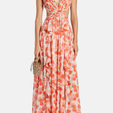 Cassini Flutter Sleeve Cut Out Ruffle Lace Back Maxi Dress