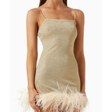 Lumière Plumage Feather-trimmed Mini Dress