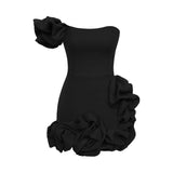 Flounced One-shoulder Bustier Mini Dress
