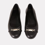 Leather Chain Link Accents Ballet Flats