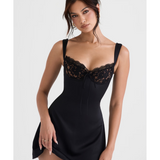 Adriana Satin And Lace Mini Dress