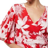 Print Wrap Tie Blouse