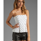 Sinclair Strapless Polka-Dot Peplum Top