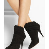 Harmony Scalloped Suede Ankle Boots