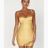 Joslyn Satin Lace Slip Mini Dress