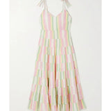 Sorrento Tiered Striped Cotton-Gauze Maxi Dress