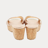 Pink Textured Leather Panna Slide Sandals
