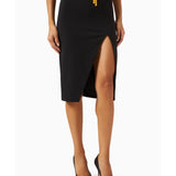 Slit Midi Skirt in Stretch Technical Blend