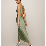 Casette Silk Dress in Artichoke