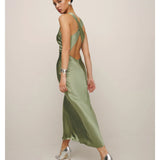 Casette Silk Dress in Artichoke