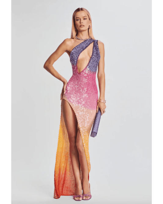 Candice Sunset Ombré Sequin Crochet Dress