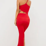 Kalina Premium Jersey Asymmetric Cut Out Maxi Dress