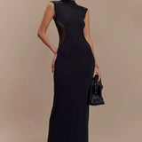 Massie Slinky And Mesh Maxi Dress