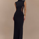 Massie Slinky And Mesh Maxi Dress