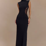 Massie Slinky And Mesh Maxi Dress