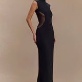 Massie Slinky And Mesh Maxi Dress