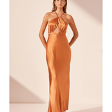 Sofia Cross Back Halter Maxi Dress