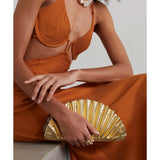 Nala ruched metallic leather clutch