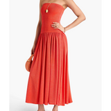 Strapless Metallic Stretch-knit Maxi Dress