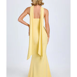 Imogene Scarf-Detail Strapless Gown