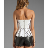 Sinclair Strapless Polka-Dot Peplum Top