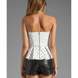Sinclair Strapless Polka-Dot Peplum Top