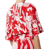 Print Wrap Tie Blouse