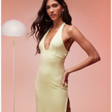 Mei High Split Halter Neck Maxi Dress