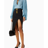 Slit Midi Skirt in Stretch Technical Blend