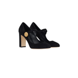 Black Maryjane Pumps with Pearl Detail