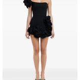 Flounced One-shoulder Bustier Mini Dress
