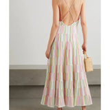 Sorrento Tiered Striped Cotton-Gauze Maxi Dress