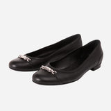 Leather Chain Link Accents Ballet Flats