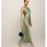 Casette Silk Dress in Artichoke