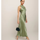 Casette Silk Dress in Artichoke
