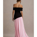 Venezia Bardot Puff-Skirt Maxi Dress