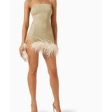 Lumière Plumage Feather-trimmed Mini Dress