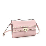 Rockstud Flip Lock Double Flap Crossbody Bag Leather