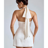 Lisbeth Cross-Neck A-Line Mini Dress