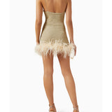 Lumière Plumage Feather-trimmed Mini Dress