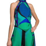 Colorblocked Silk Twill Halter Top