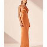 Sofia Cross Back Halter Maxi Dress