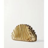 Nala ruched metallic leather clutch